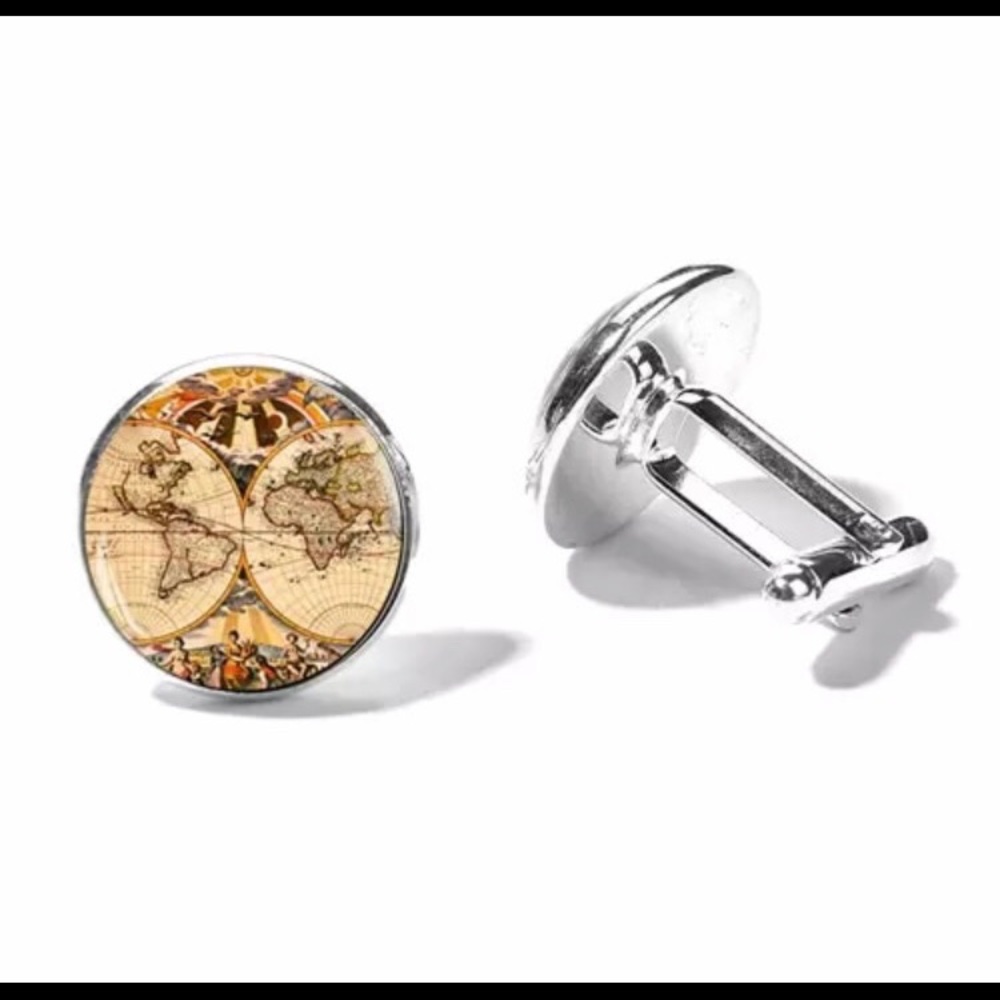 World Globe Map Cufflinks